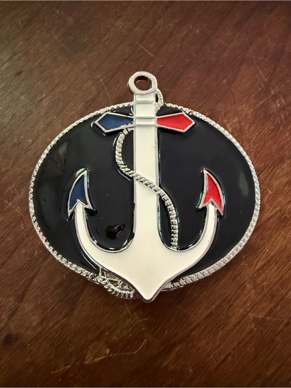 Vintage Nautical Anchor Belt Buckle Black White Red Blue Sailor Boating Captain